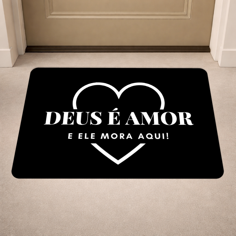 Imagem Tapete de Porta Antiderrapante Biblico, Oração, Cristão, Evangélico 40x60cm com costura reforçada.