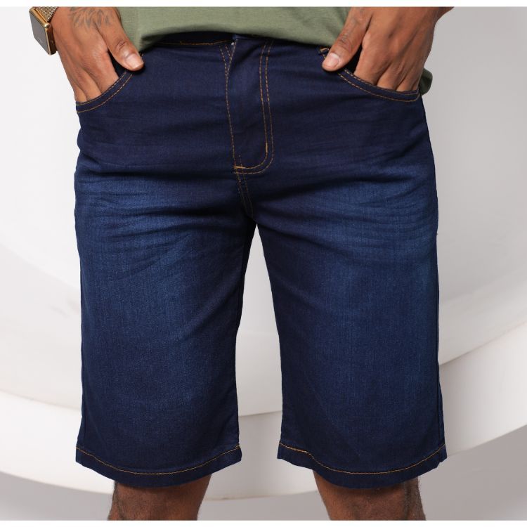 Bermuda Jeans Masculina Lisa Basica Slim Com Elastano Envio Imediato