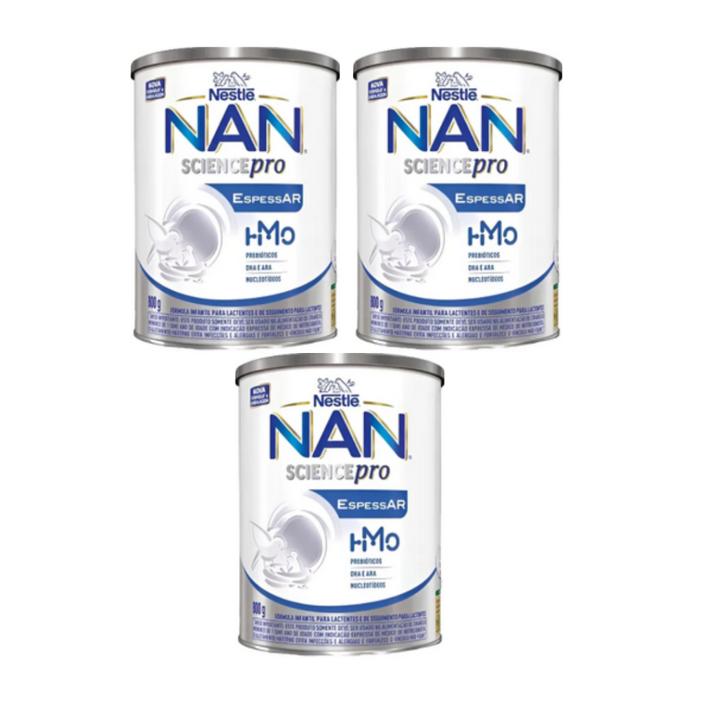 Fórmula Infantil Nestlé Nan Espessar Lata 800g Kit C/3 Latas Sem Sabor