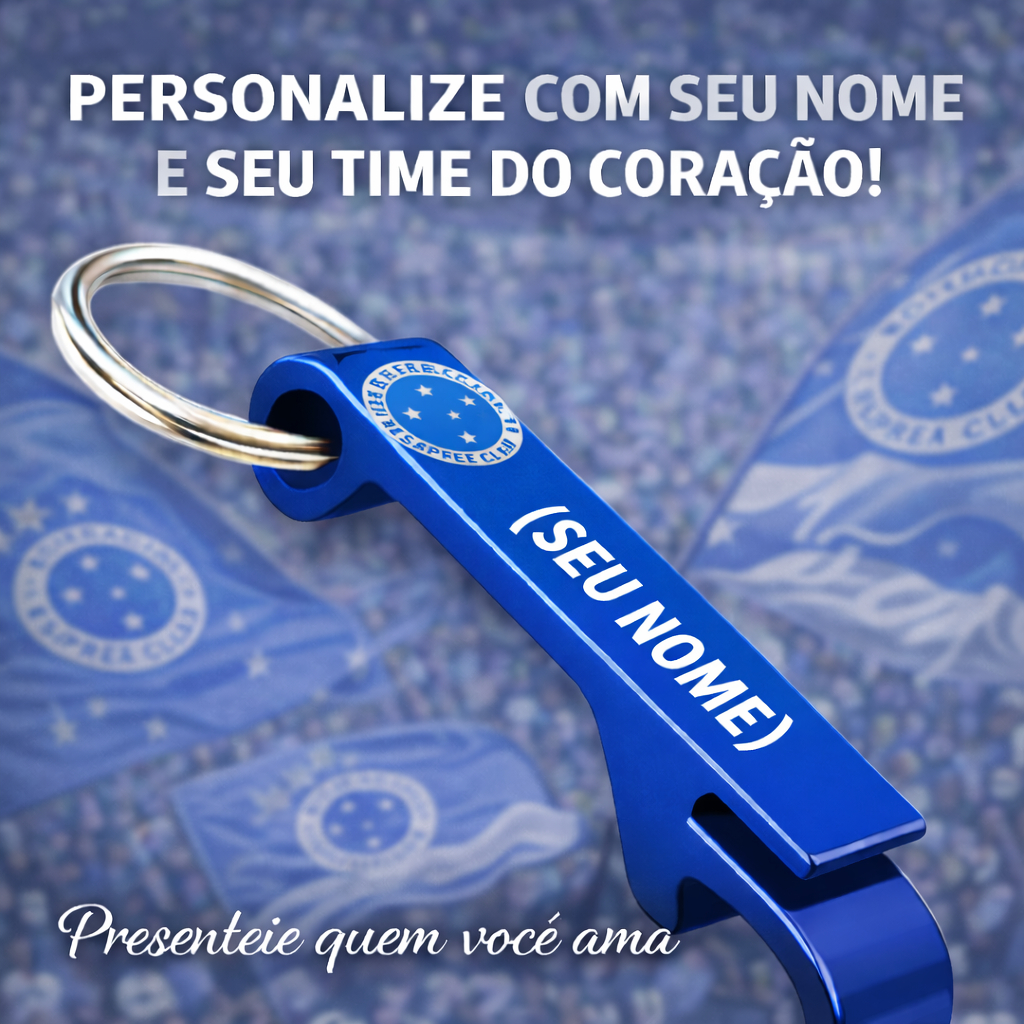 CRUZEIRO CHAVEIRO PERSONALIZADO NOME E TIME DO CORAÇÃO em Oferta na Shopee