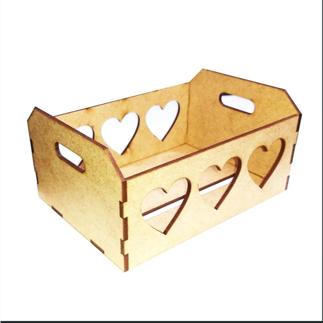Kit 10 Mini Caixotes MDF Coração 15x10x6cm - Cesta de Presente e Lembrancinha