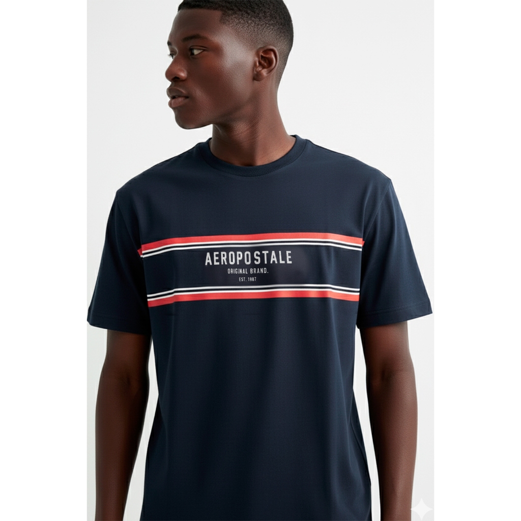 Camiseta Manga Curta Masculina Azul Marinho Silkada Aéropostale