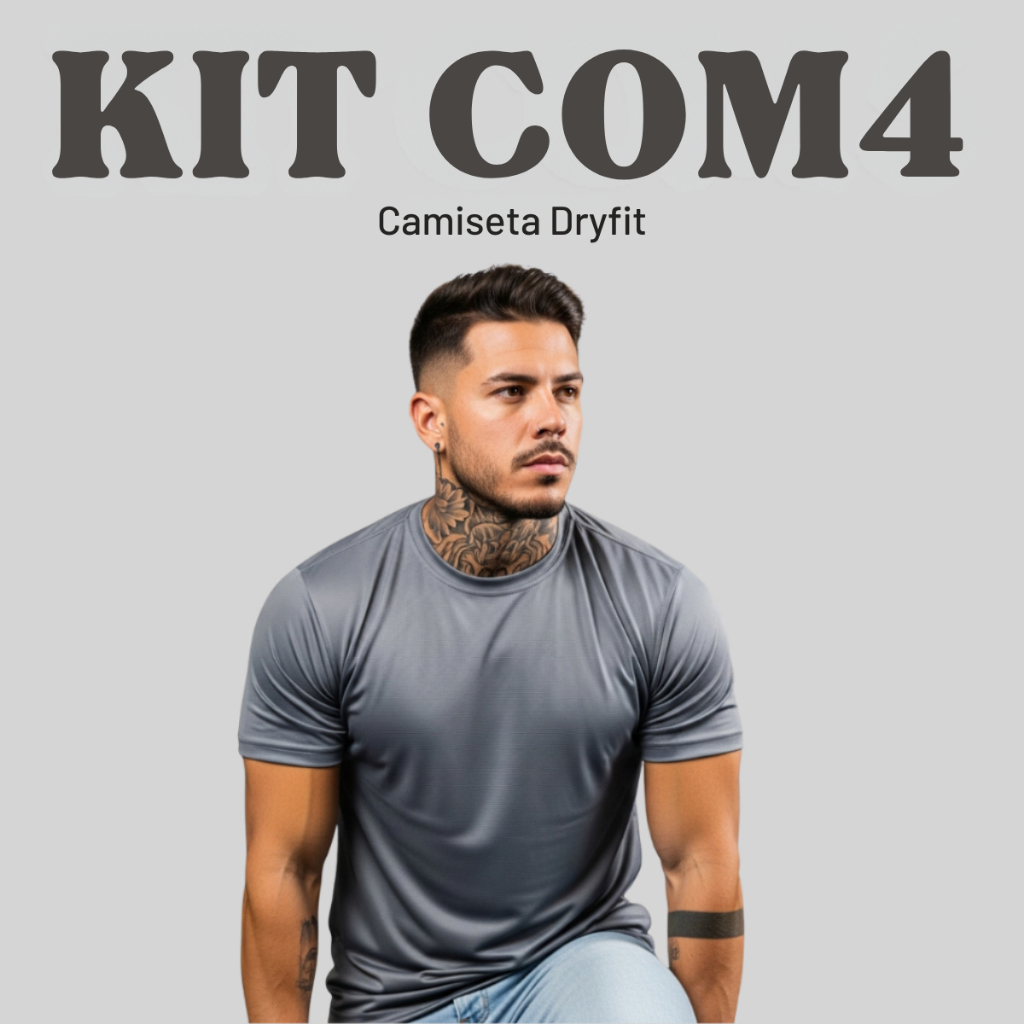 Kit 4 Camisetas Masculinas Esportivas 100% Poliester  – Corrida, Exelente Para Treino e Academia