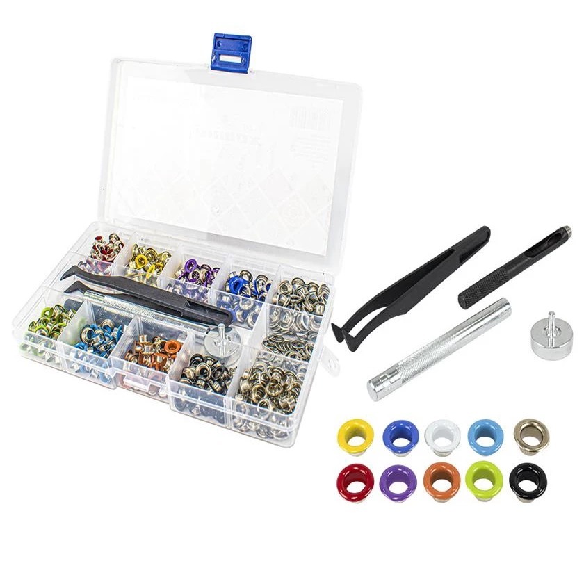 Kit Aplicador de Ilhos e Vazador + 400 Ilhos Coloridos Promoção