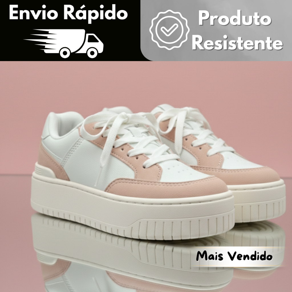 Tenis Plataforma Feminino Estiloso Versátil Moderno Confortável Chick Leve