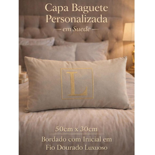 Almofada Baguete BORDADO Com Inicial Personalizada Com Enchimento em Sued em Oferta na Shopee