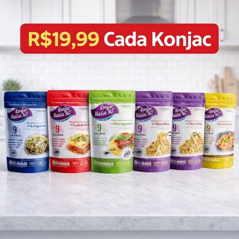 Kit 4 Konjac 270gr Macarrão Massa mf Sem Gluten em Oferta na Shopee