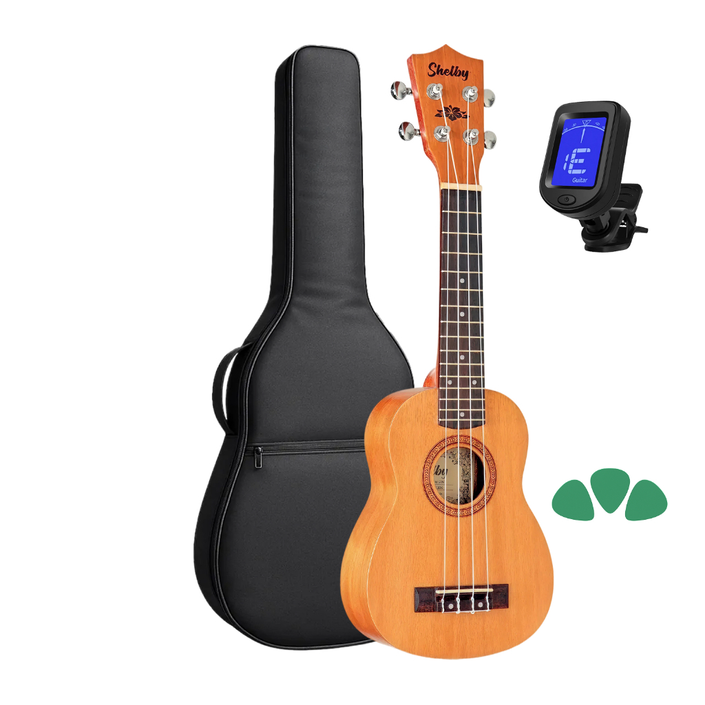 Kit Completo Ukulele Soprano Shelby Mogno Su21m +brinde