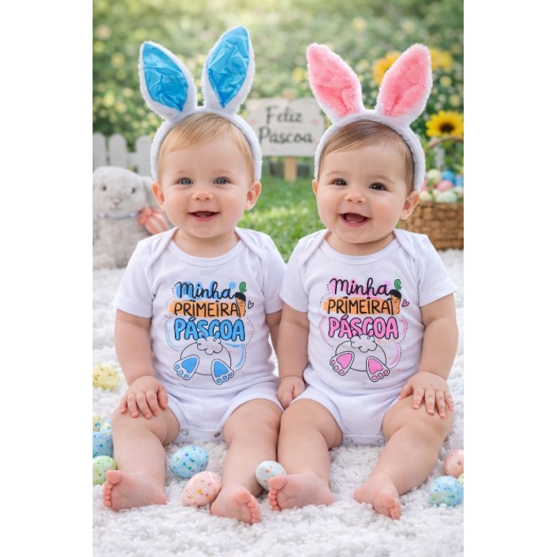 Body Temático Pascoa Mesversario Bory Bori Bory Bodi Fantasia Coelho Coelha Menina menino Páscoa