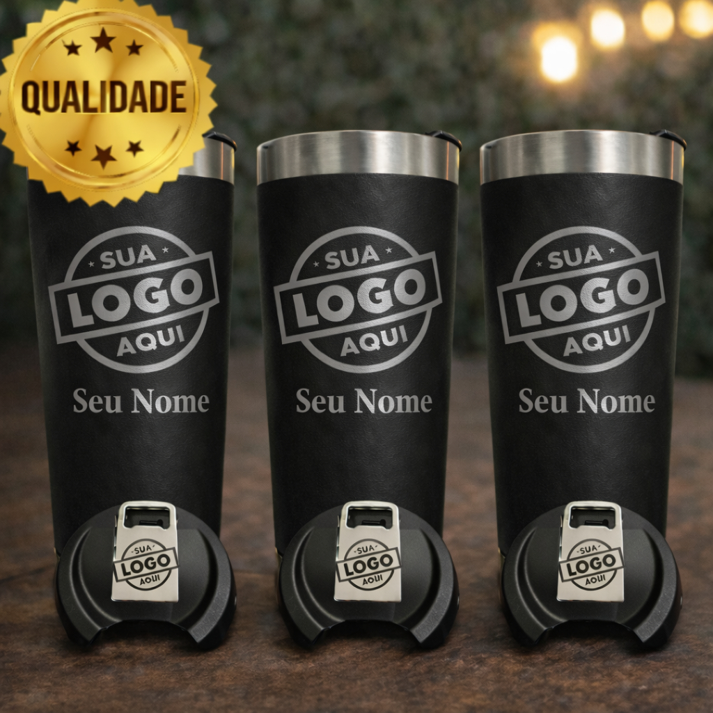 Copo Termico Personalizado Nome e Abridor De Garrafa Personalizado