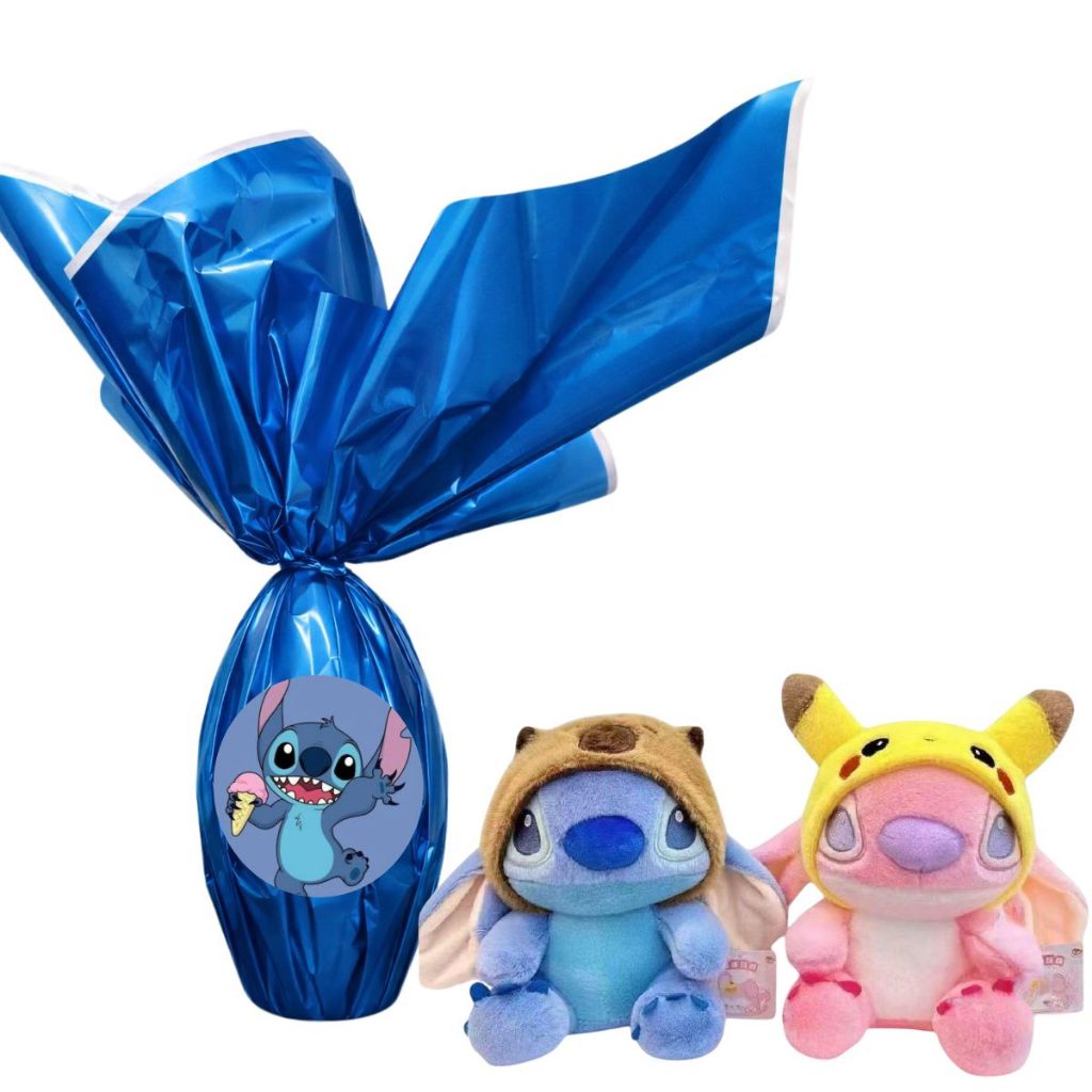 Kit Ovo De Páscoa 250g Pelucia Lilo Stitch 25cm Ovo com Brinquedo Chocolate Nobre