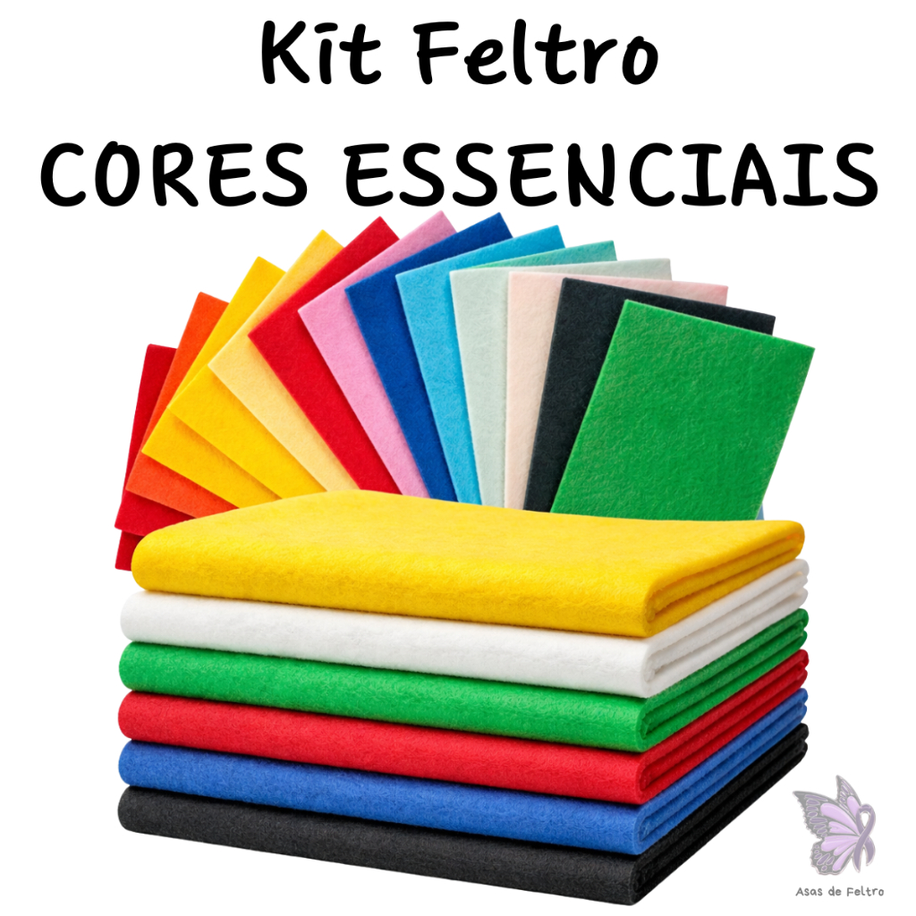 Kit Feltro Liso Santa Fé | Cores Essenciais Básicas Iniciante | Tecido Artesanato Decoração DIY