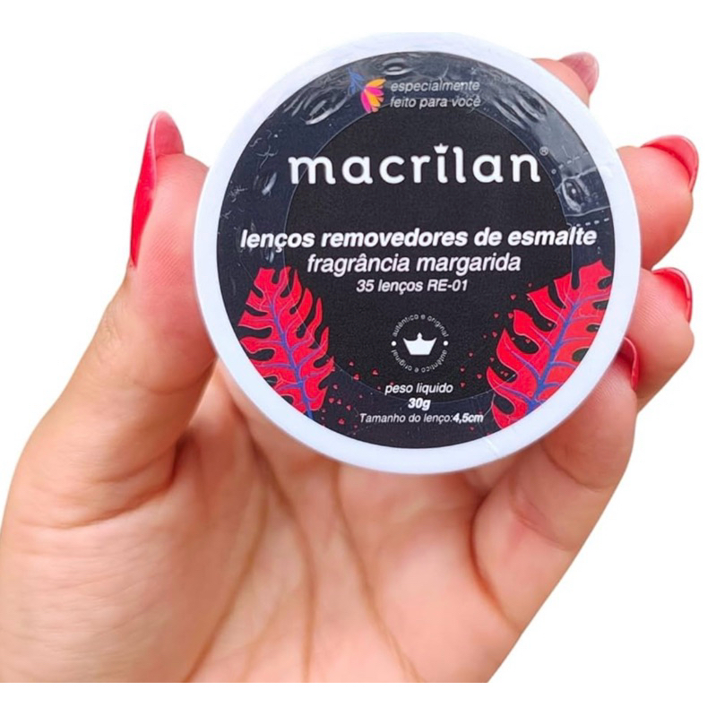 Lenços Removedores de esmalte (Margarida) 30g 4,5cm ( lenço ) 35 lenços