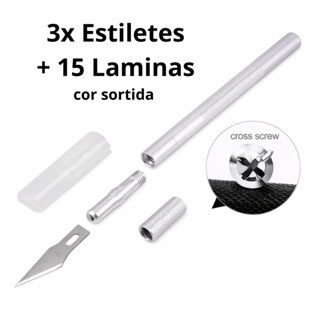 Kit 1 a 7 Estiletes De Precisão Para Corte Bisturi + 5 Lâminas - Cor Sortida em Oferta na Shopee