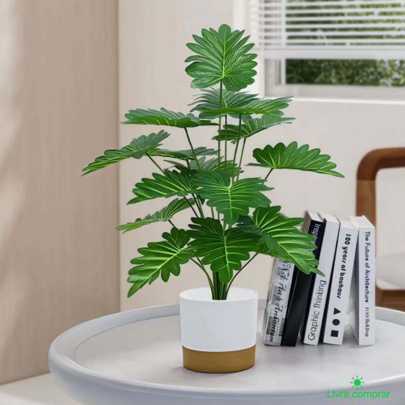 Planta Artificial 18 Folhas Folhagem Grande 70cm Decoração（Sem vaso） em Oferta na Shopee