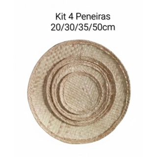 kit 4 Peneiras de palha decorativa rústica artesanal 22/32/37/50 sem borda parede em Oferta na Shopee