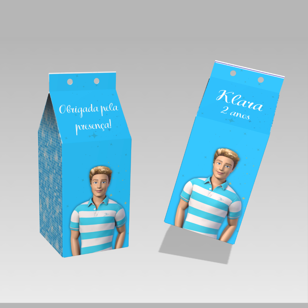 Caixinha MILK Lembrancinha Sacolinha Personalizada Ken Barbie