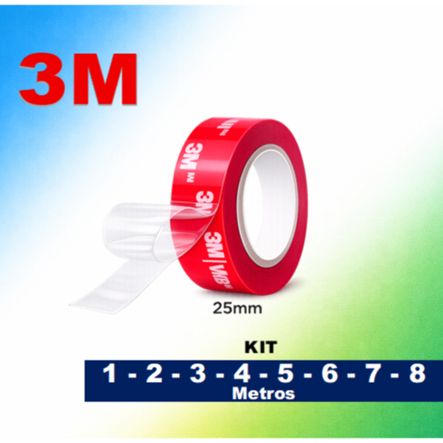 Fita Dupla Face Extra Forte 25mm da 3M Pronta Entrega Kit 1, 2, 3, 4, 5, 6 ,7, 8 metros ORIGINAL 3M em Oferta na Shopee