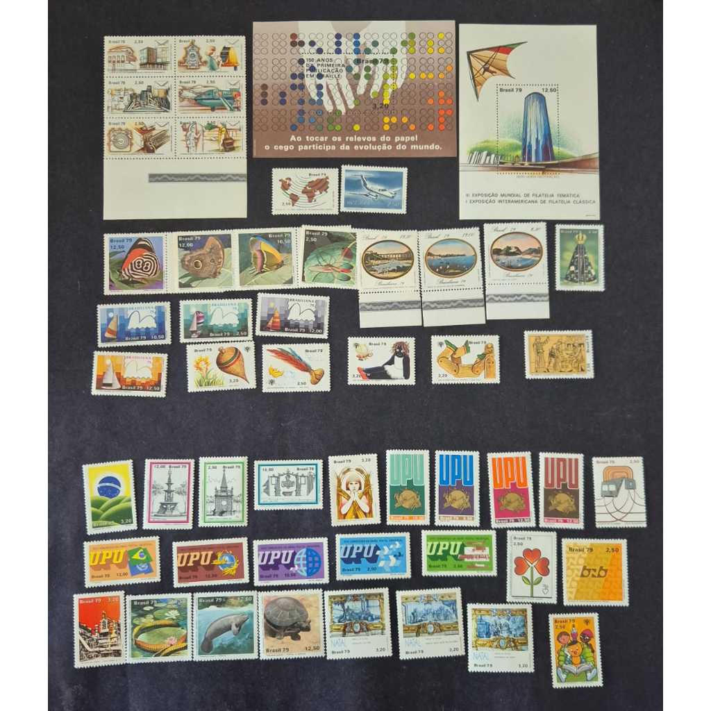 ANO COMPLETO DE SELOS DE 1979 - SELOS CORREIOS COMEMORATIVOS NOVOS DO BRASIL + BLOCOS