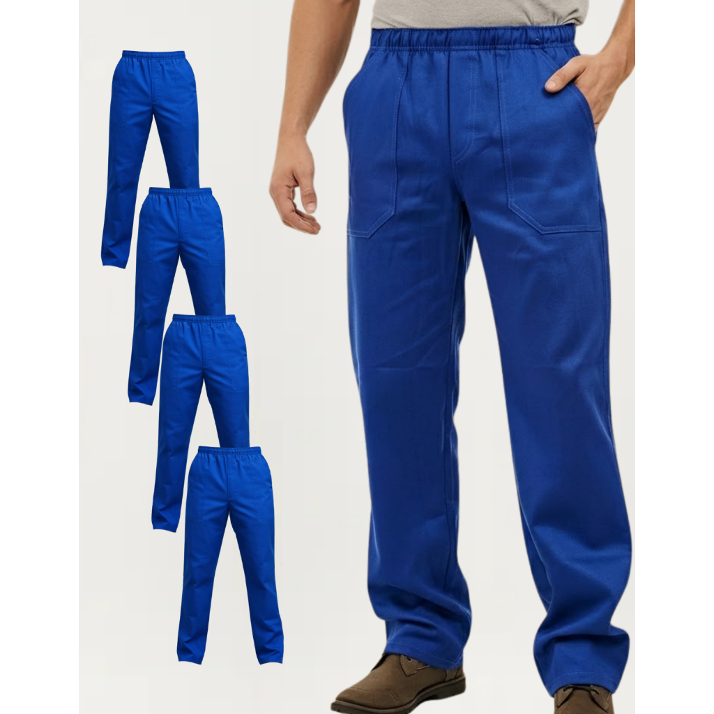 Kit 4 Calças para Uniforme De Brim Algodão Pesado Reforçada Trabalho Oficina Construção Manutenção