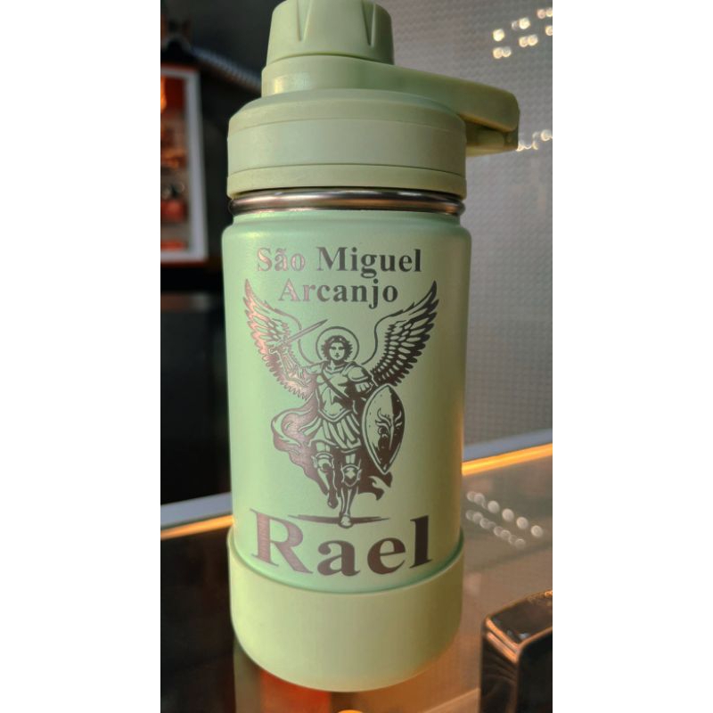 Garrafa Térmica 350ml + Protetor - Personalizada com nome, + desenho, time ou logo, enviamos no mesmo dia 😀 em Oferta na Shopee