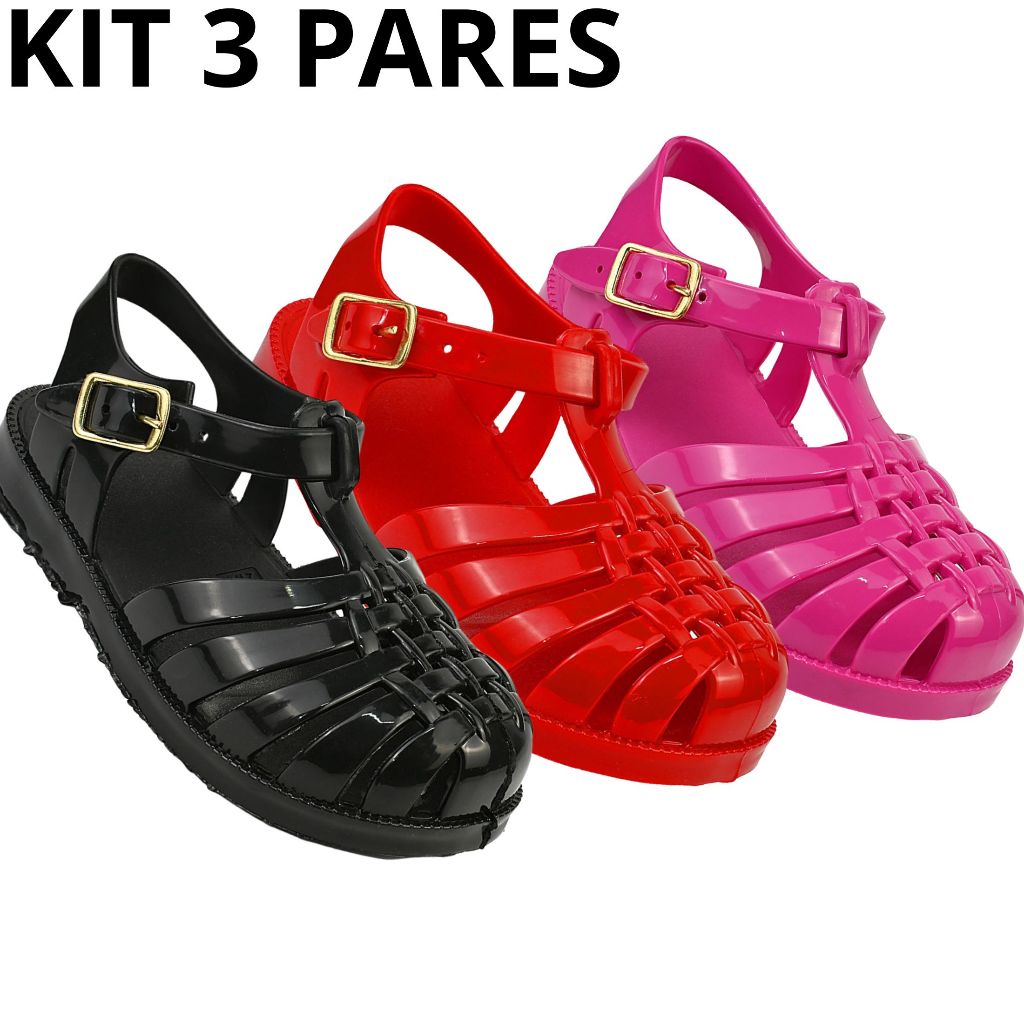 Kit 3 Pares Sandália Menina Melissa Infantil Vários Modelos Criança Feminino Promoção em Oferta na Shopee