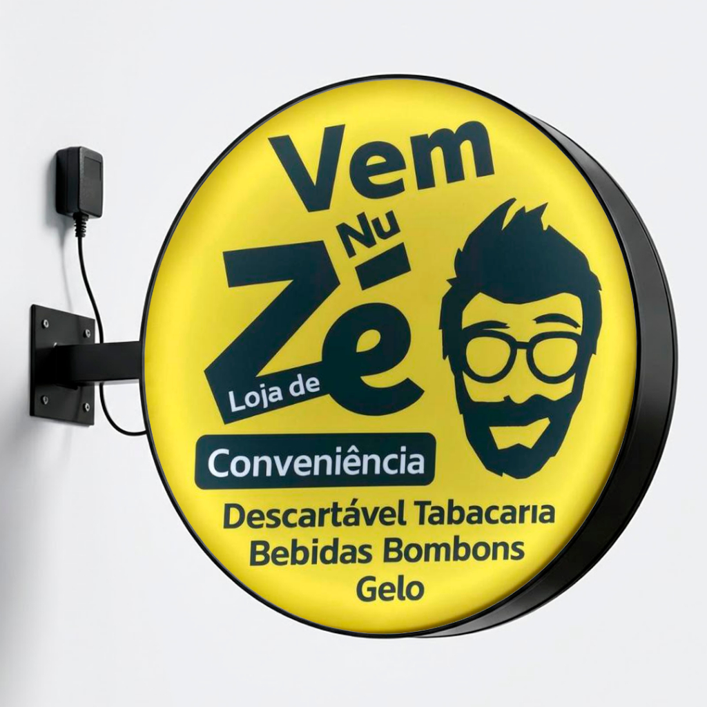 Luminoso Redondo 60cm 2 Faces Fachada Loja Comércio Painel Bandeira Backlight Pirulito LED em Oferta na Shopee