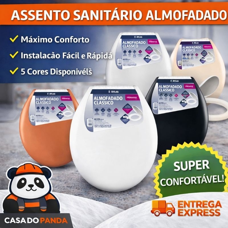 Assento Sanitário Almofadado Qualidade Oval Clássico Original Tampa Vaso Deca Celite Icasa Universal em Oferta na Shopee