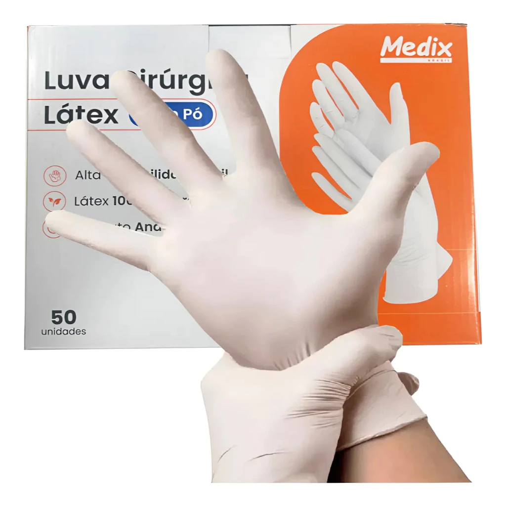 Luva Estéril Cirúrgica - Com Pó Kit (50 Pares) Medix