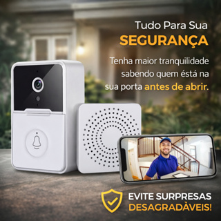 Campainha Inteligente Wi-Fi com Monitoramento HD 24h e Acessórios Completos para Sua Segurança em Oferta na Shopee