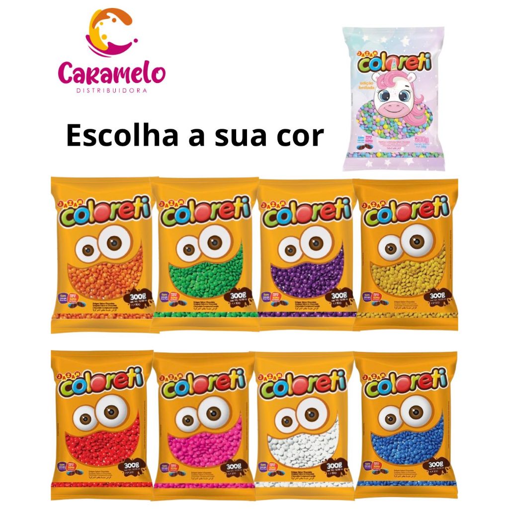 Confeito Coloreti Colorido de Chocolate 300g Escolha a sua Cor para Decorar Bolos e Doces - Jazam em Oferta na Shopee