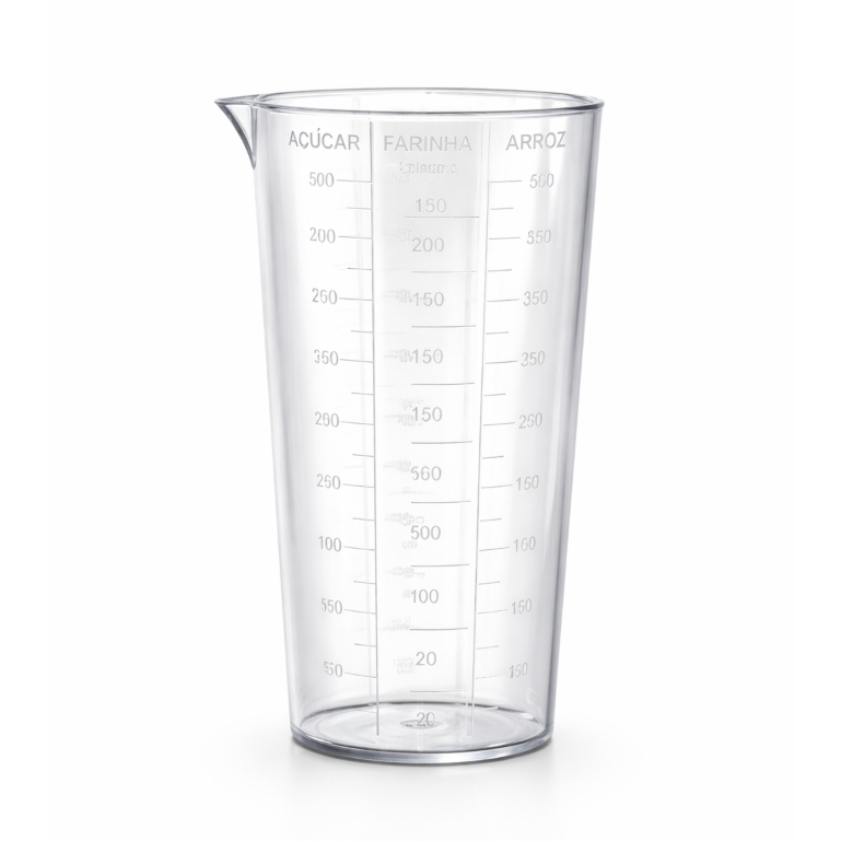 Copo Medidor Graduado 500ml Dosador Cozinha Multiuso em Relevo Plástico Medidas para Líquidos e Farinha