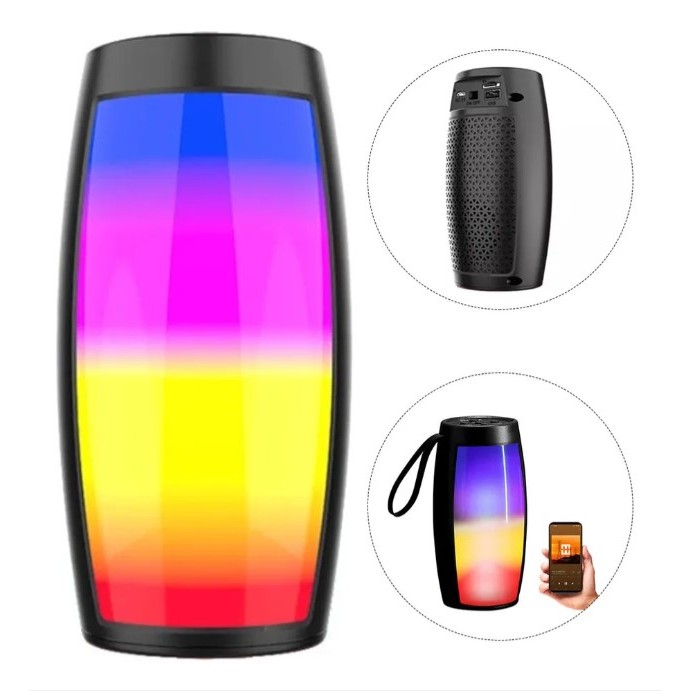 Caixa De Som Bluetooth Com Rádio Fm E Iluminação Led Rgb Cor Preto 110v/220v (5444)