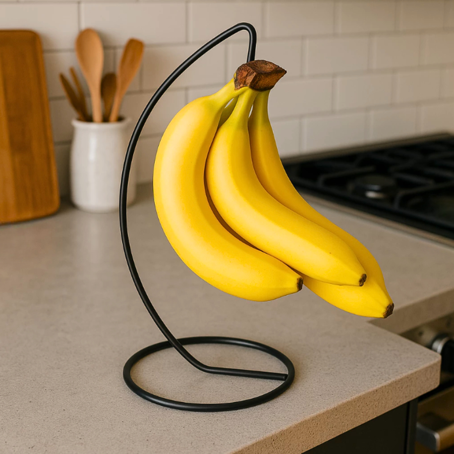 Suporte de Cozinha para Cachos de Banana Fruteira de Mesa Com Gancho Expositor Para Cozinha