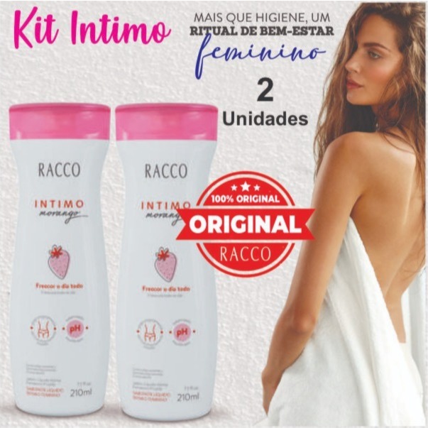 Kit 2 Sabonete Íntimo Racco Morango 210ml - pH Equilibrado Refrescante Original