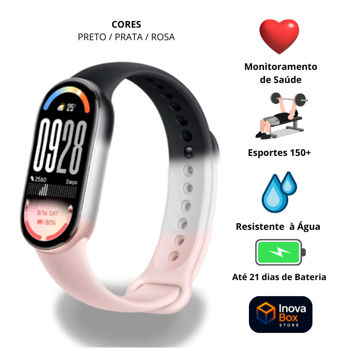 Smartwatch Xiaomi Smart Band 10 - AMOLED 1.72″ - Bluetooth - 150+ Esportes - 21 