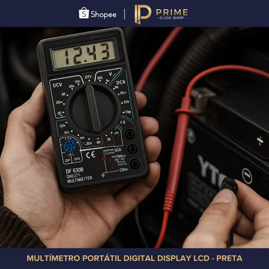 Multímetro Digital Portátil LCD Profissional Com Bip Continuidade Medidor Tensão Voltagem ⚡