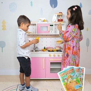 Kit Educativo Cozinha Infantil com Pia Fogão e Microondas - Rosa em Oferta na Shopee