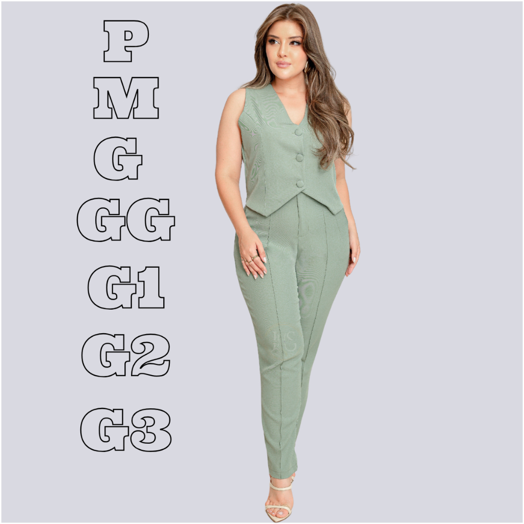 Conjunto Alfaiataria Feminino  Luis twill Sensorial Colete + Calça Social EmpresariaTrabalho em Oferta na Shopee