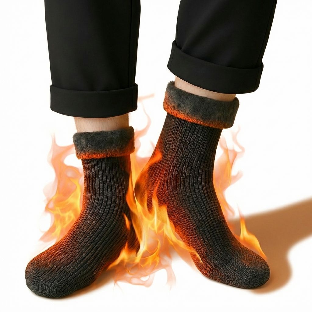 Meia Térmica de Lã Peluciada – Quentinha e Confortável para o Inverno em Oferta na Shopee