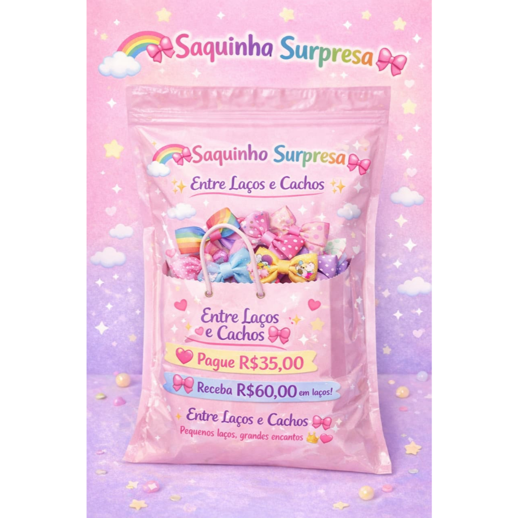 Sacolinha Surpresa Infantil Pague R$35 e Receba R$60 em Laços Laços na presilha laços na xuxinha laços na faixinha