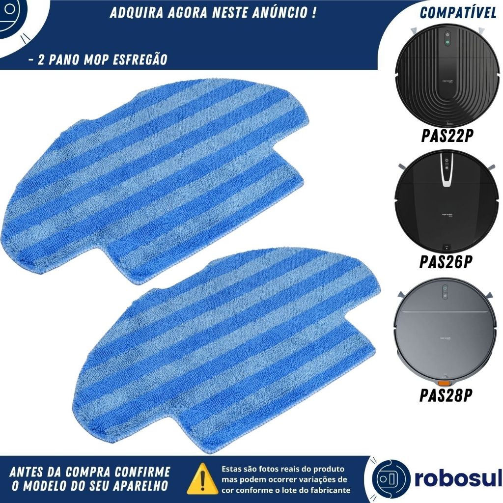 Kit 2 Refil Pano Mop Esfregão Para Robô Aspirador COMPATÍVEL-PHILCO PAS22 PAS26P PAS28P