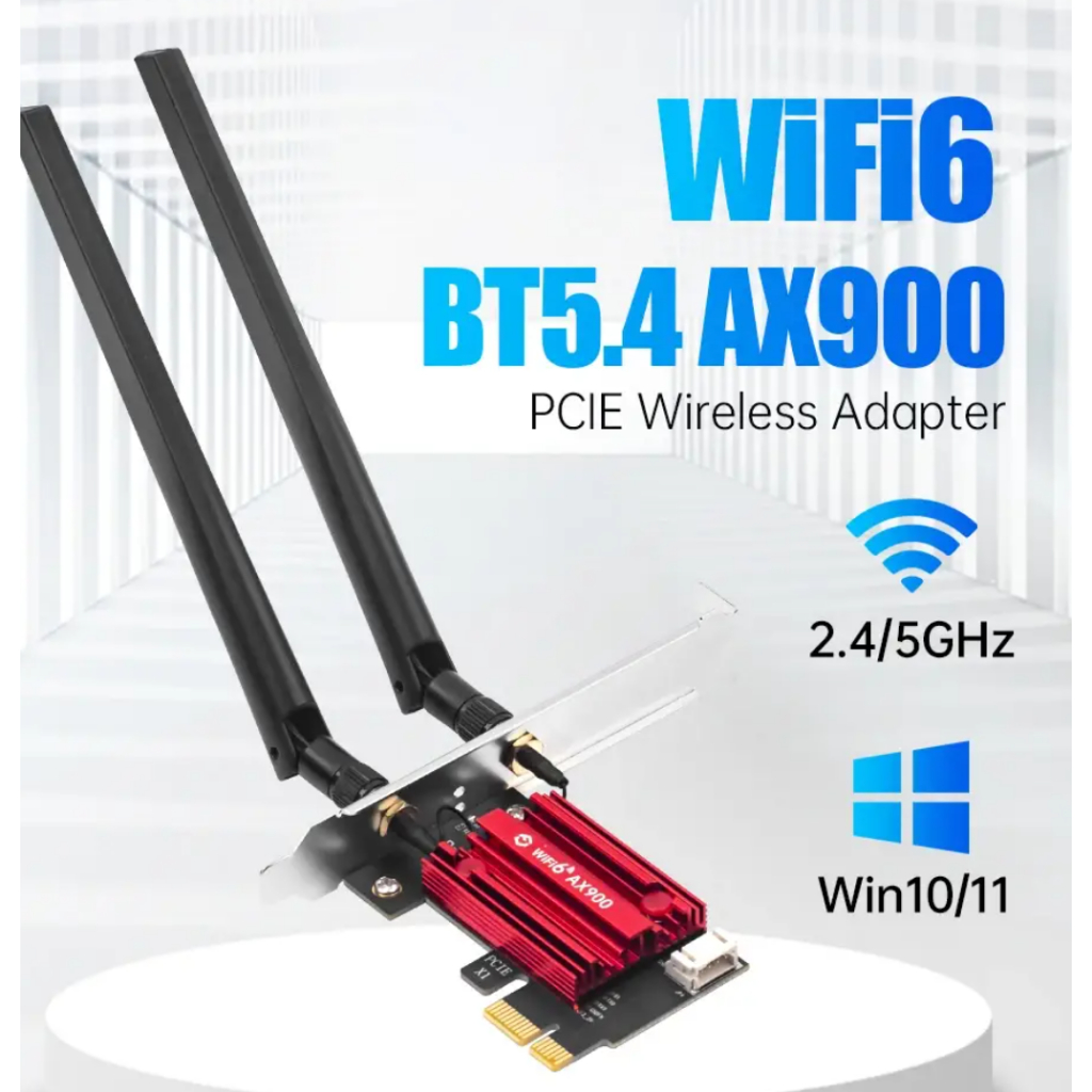 Placa de Rede PCIe FENVI AC1200 Wifi 5 / AX900 Wifi 6 BT 5.4