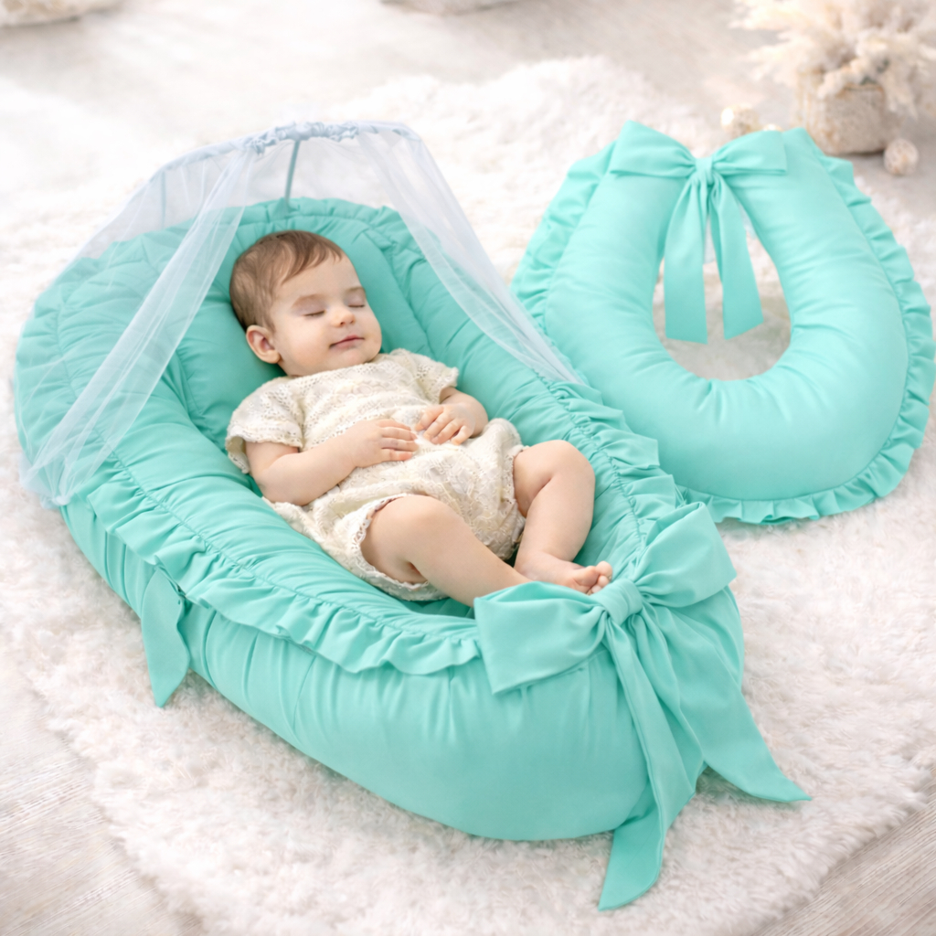 Kit Ninho Redutor de Berço Bebe Micropercal + Almofada Amamentação + Mosquiteiro Portátil Removível em Oferta na Shopee