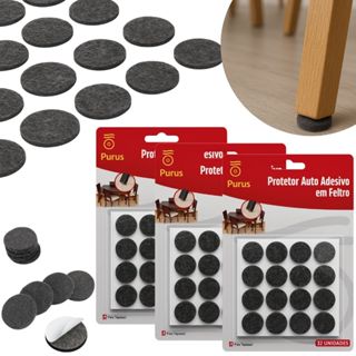 Kit 96 / 64 / 32 Protetor Redondo Feltro Auto Adesivo Pé Sofá Cadeira Mesa Porta Barulho em Oferta na Shopee