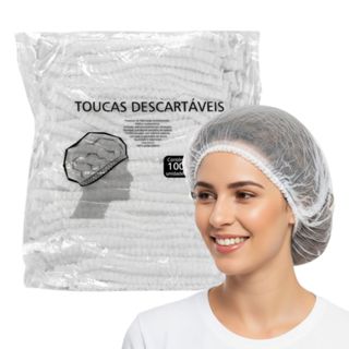 500un Touca Descartável TNT Branca Sanfonada Com Elástico em Oferta na Shopee