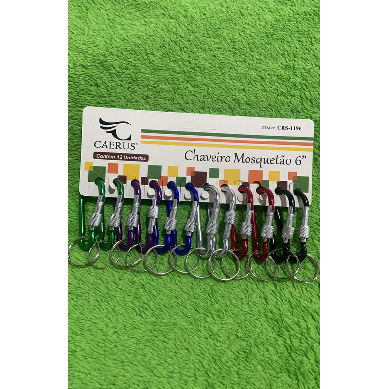 KIT 12 CHAVEIRO MOSQUETÃO MULTICOLORIDO
