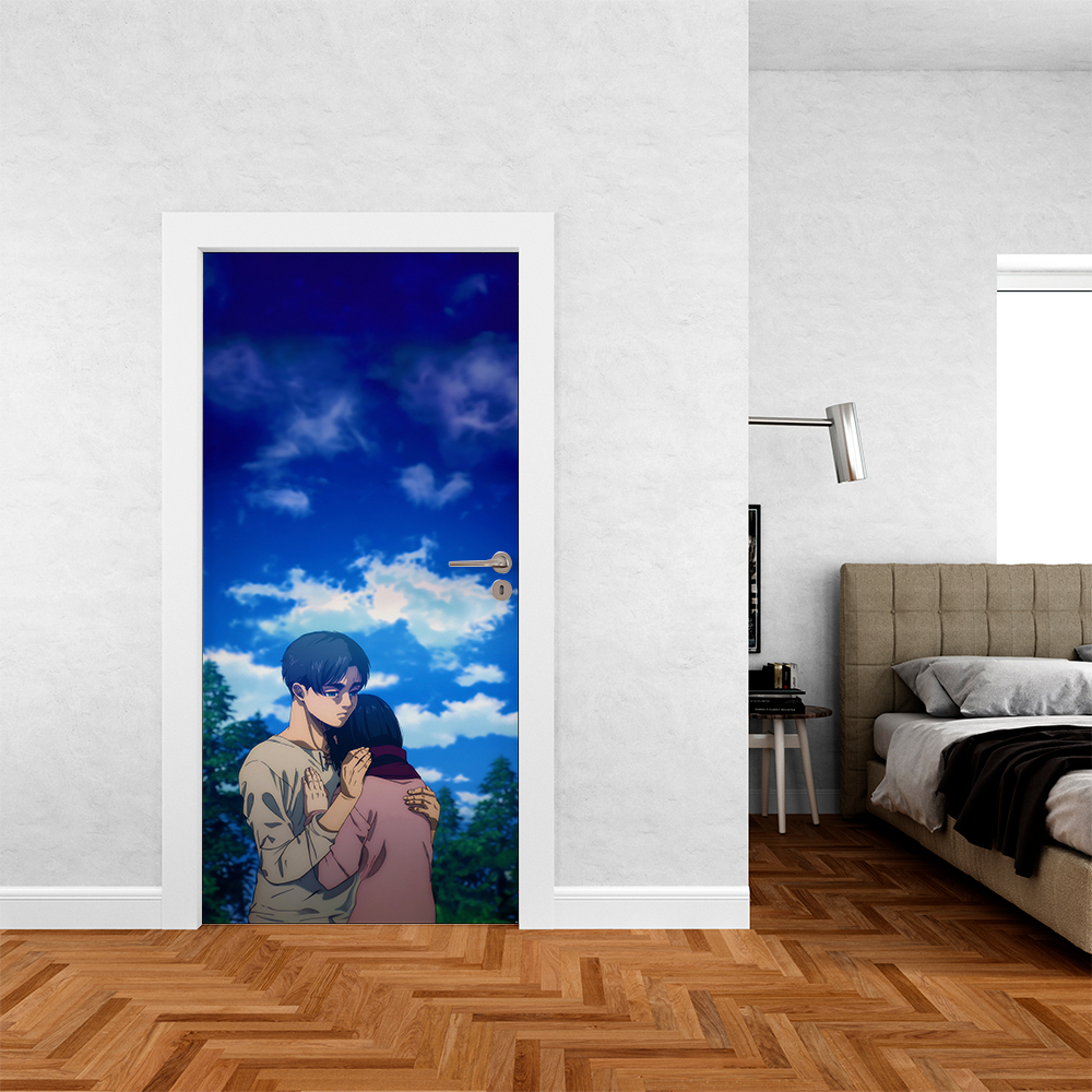 Capa De Portas Decorativa em Tecido Helanca 85x210cm Modelo Veste Fácil Tema Estampados Attk O Titan