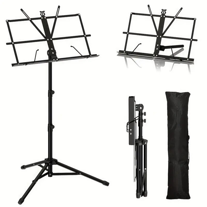Estante Partitura Dobrável Suporte Pedestal Cavalete Ajustável e Antiderrapante com Bolsa
