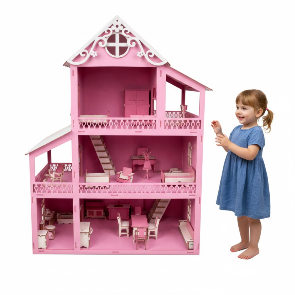 Casinha Casa de Boneca Rosa Grande 1.3 metros de altura Boneca polly Boneca Barb Com ou sem móveis promoção em Oferta na Shopee